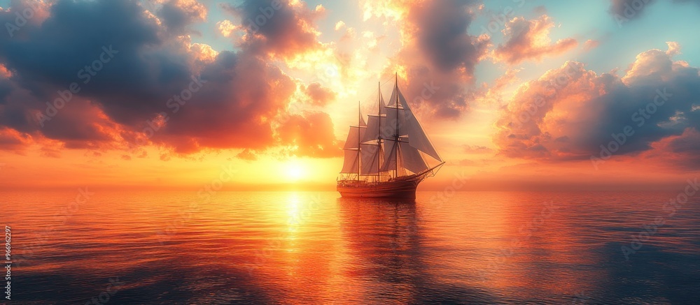 Wall mural sailing into the sunset