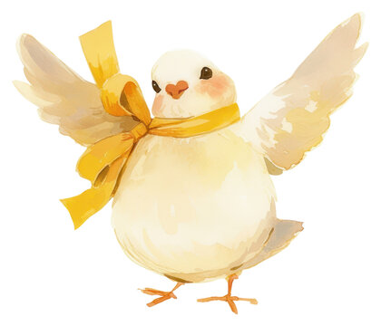 recommend clip art: PNG Cute bird with yellow ribbon