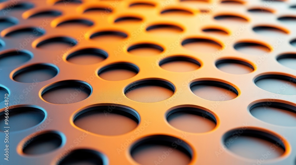 Poster abstract metal grid pattern with orange gradient.