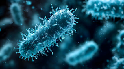 Fototapeta premium Close-up view of bacteria showcasing their structure and details.