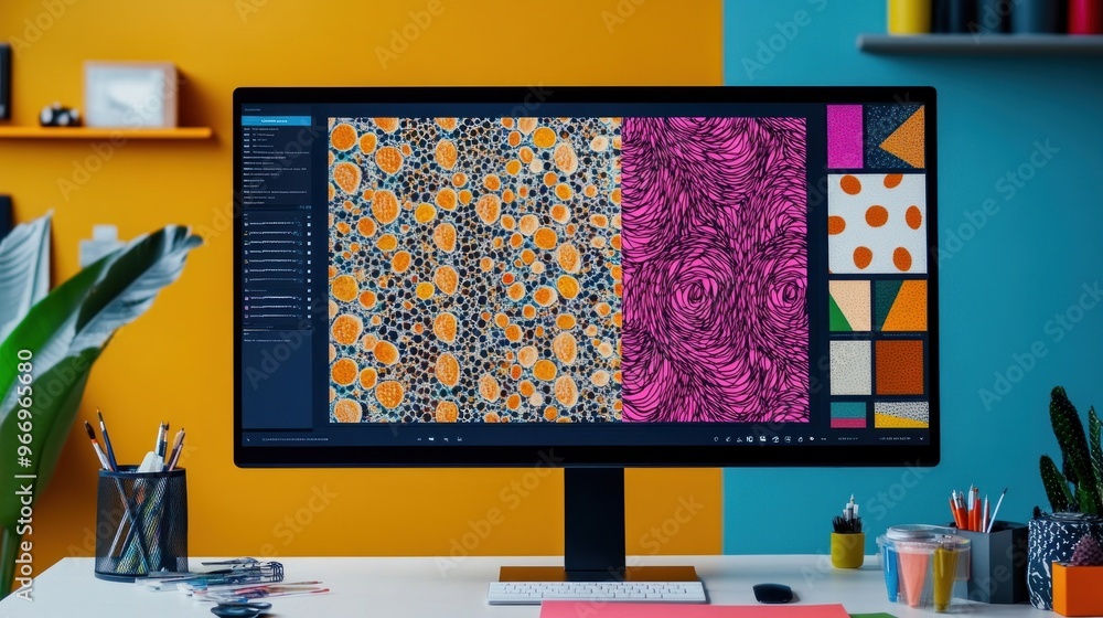 Aufkleber desktop design with colorful patterns