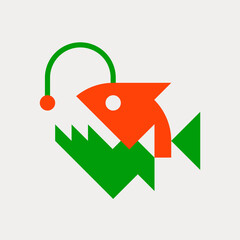 Anglerfish logo. Icon design. Template elements
