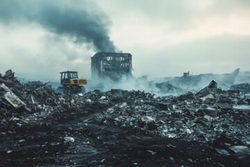 Fototapeta premium Waste landfill illustration created with Generative AI
