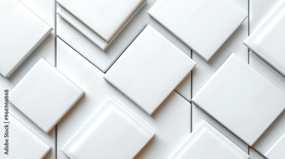 Poster abstract geometric pattern - white squares.