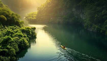 Sunset Serenity: A Romantic Kayak Journey through Nature's Beauty