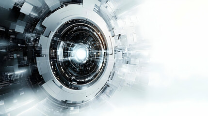 Fototapeta premium Futuristic abstract design with circular patterns and light effects.