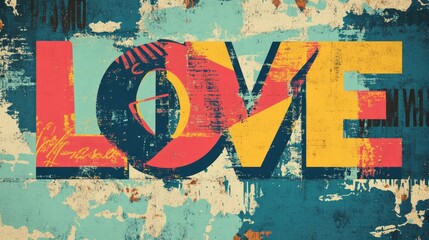 Fototapeta premium Playful illustration of love inebriation with vibrant lettering on a textured backdrop