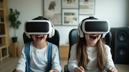 Children Playing Virtual Reality Games.