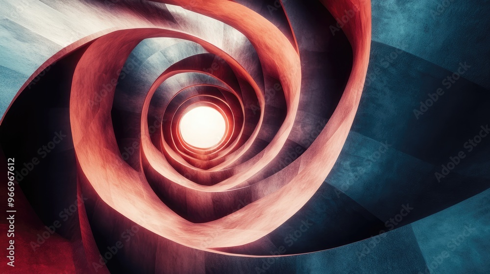Poster 3d rendering of an abstract geometric spiral shape