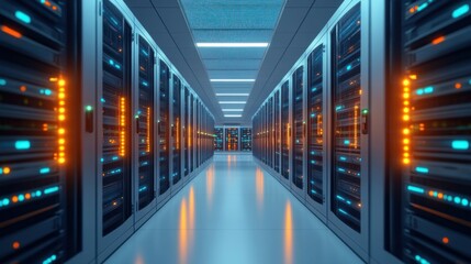 Fototapeta premium Server Room Data Center Technology Infrastructure.