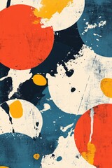 Map featuring modern round shapes representing regions with abstract design elements