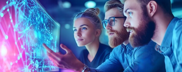 Tech Team Analyzing Data on Screen - Innovation, Collaboration