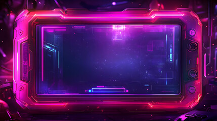 Obraz premium Futuristic neon interface with a glowing frame, ideal for tech-related visuals.