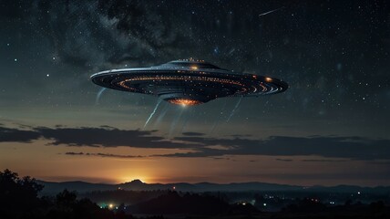 Obraz premium Massive Alien UFOs in Space Extraterrestrial Fleet