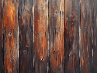 Obraz premium Oil painting depicting an aged wooden wall showcasing rich textures and colors suitable for use as a background or decorative element
