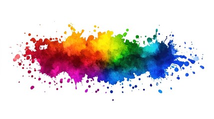 An abstract creative background featuring rainbow colors with watercolor splashes on a white background. The image showcases vibrant and fluid color transitions, creating a dynamic and artistic effect