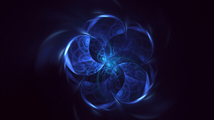 3D manual rendering abstract blue fractal light background. Its not AI Generatd illustration.