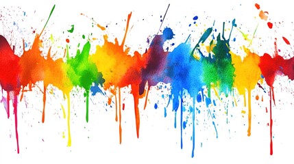 Fototapeta premium An abstract creative background featuring rainbow colors with watercolor splashes on a white background. The image showcases vibrant and fluid color transitions, creating a dynamic and artistic effect