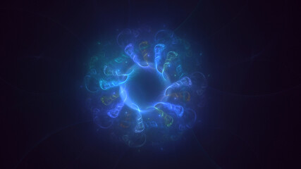 3D manual rendering abstract blue fractal light background. Its not AI Generatd illustration.