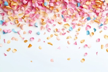 Colorful paper petals designed as a playful confetti backdrop.