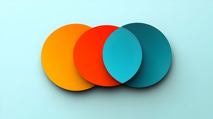 Three overlapping circles in vibrant colors on a soft background.