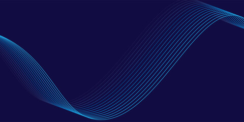 Abstract glowing wave lines on dark blue background. Dynamic wave pattern.