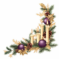 christmas corner element for xmas cards on isolated background, generated ai