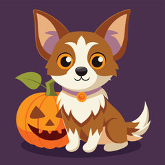 Obraz premium Cute cartoon siberian husky puppy on pastel background.