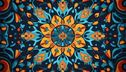 Fototapeta premium Islamic pattern background featuring a 2D cartoon illustration with Arabic ornaments perfect for a festive theme