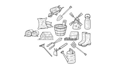 farming handdrawn collection