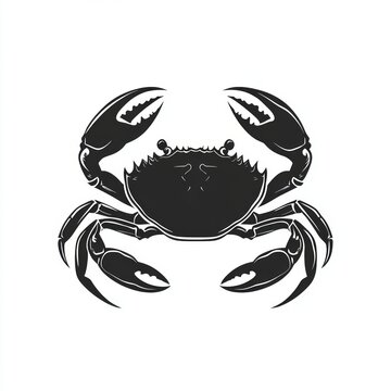 recommend clip art: A black and white silhouette of a crab with large claws.