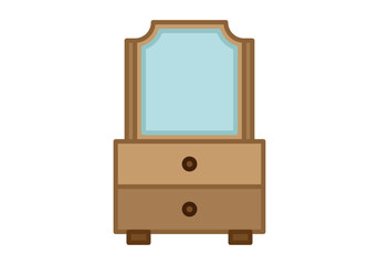 Mueble o cómoda de madera con espejo de habitación