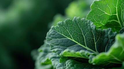 Close-up of intricate kale leaf texture