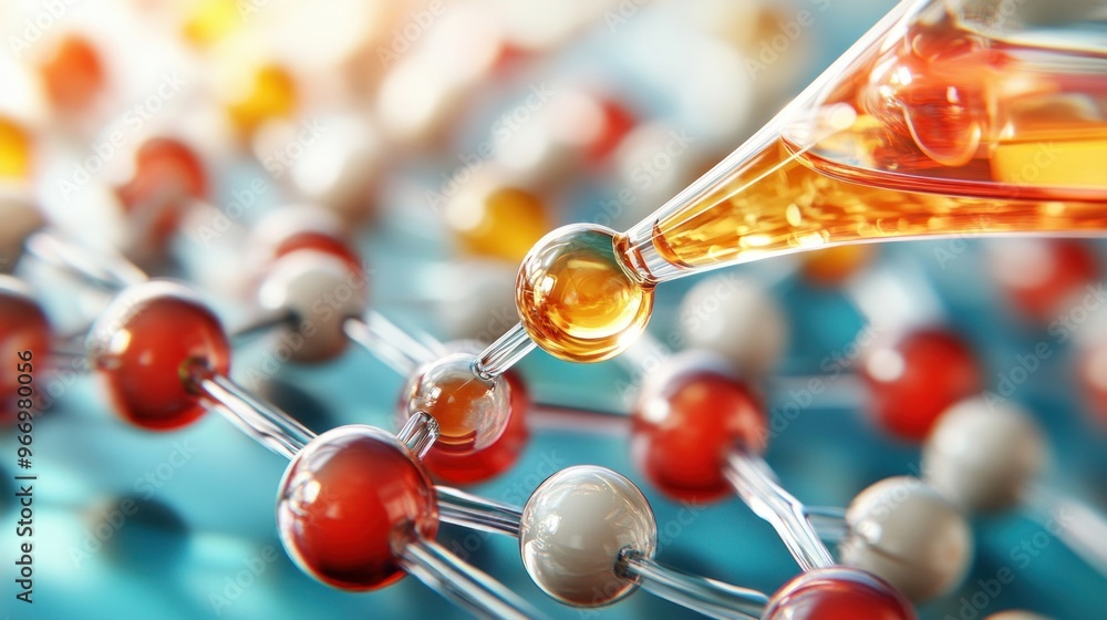 Poster molecular structure with droplet.