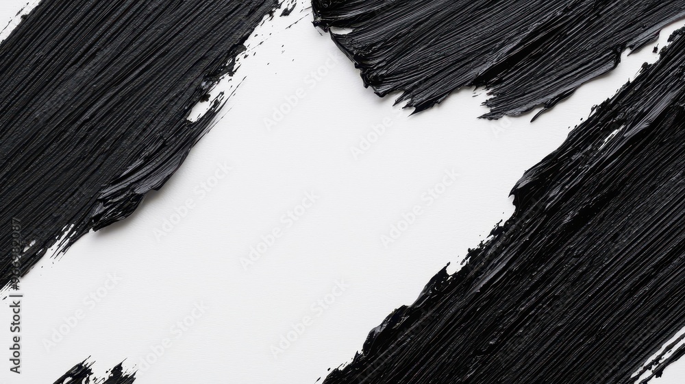 Wall mural abstract black paint strokes on white background