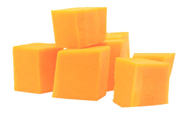 Pumpkin slices. Fresh vegetable. Autumn print. Isolated on transparent background. Side view