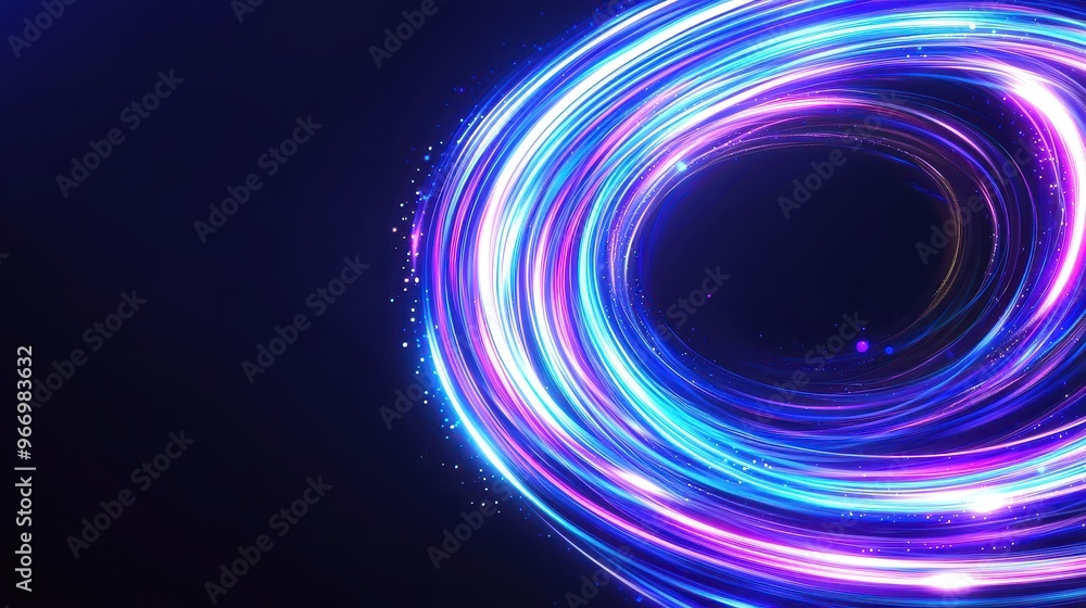 Wall mural Abstract Neon Light Swirl Circle Glow Background