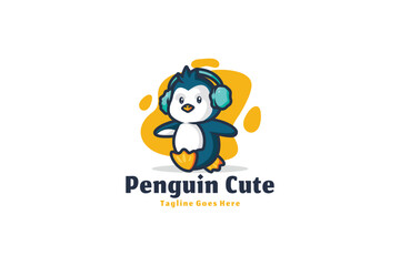 Penguin logo illustration vector Design template