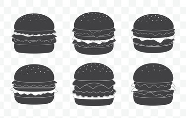 Print Tofu Burger Line Art Vector Set with Simple and Detailed Illustrations for Healthy Plant Based Food Designs