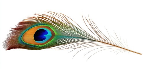 Obraz premium PNG of a peacock feather against a white background.
