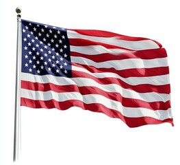 Fototapeta premium American flag in white PNG, a representation of liberty.