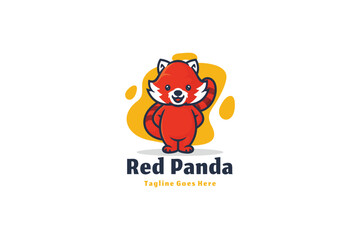 Red panda logo illustration vector Design template