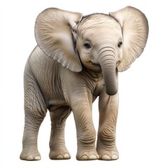 Fototapeta premium Wildlife depiction featuring a standing baby elephant.