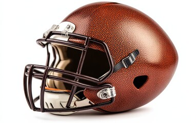 Naklejka premium Brown American football graphic isolated on a clean white backdrop.