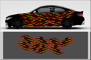 vector wrap car design with unique line patterns and bright color combinations, car decals, car stickers
