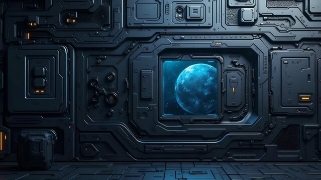 Futuristic Multifunctional Space-Age Material Wall Background in Wide Format