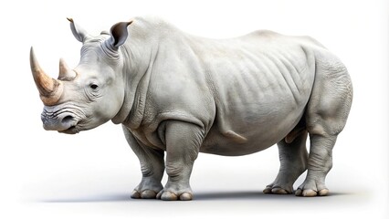 Obraz premium Symetryczny biały nosorożec wyizolowany na białym tle