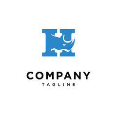 Letter H Rhino logo icon vector