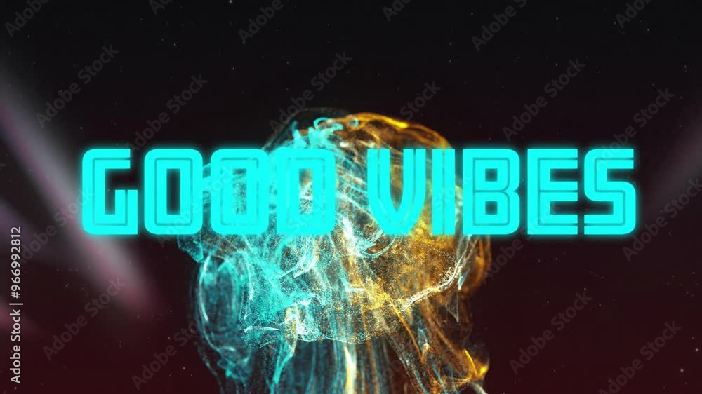 Poster animation of good vibes text over colourful shapes