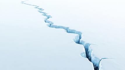 Aerial View of Glacial Crack in the Ice Sheet